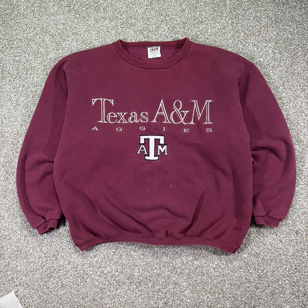 Vintage Texas A&M Aggies Sweatshirt Large 90s USA Made Boxy Classic Fit